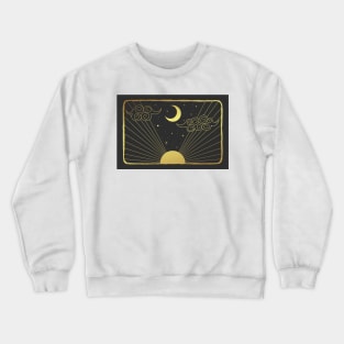 Gold and Black and Sun/ moon Illustration Crewneck Sweatshirt